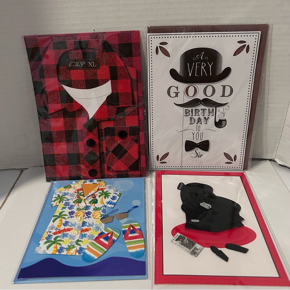 Set of 4 Birthday Cards for men